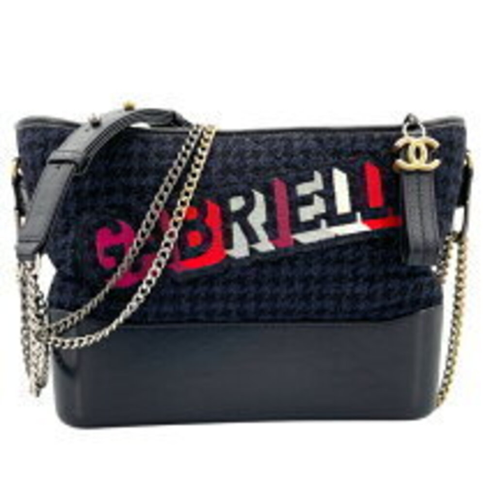 CHANEL Gabrielle de Hobo Navy Blue Tweed Shoulder Bag